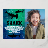 Haaien Alle leeftijden Geboortedag Foto Hartelijk Folie Uitnodiging (Voorkant)
