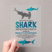 Haaien Alle leeftijden van de geboorte Partij Acryl Uitnodigingen (Insitu (Draagbaar))