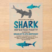 Haaien Alle leeftijden van de geboorte Partij Acryl Uitnodigingen (Voorkant)