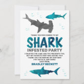 Haaien Alle leeftijden van de geboorte Partij Bedankkaart (Voorkant)