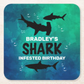 Haaien Alle leeftijden van de geboorte Partij Kartonnen Onderzetters (Voorkant)