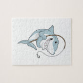 Haaien als Fisher met Geviste staaf Legpuzzel (Horizontaal)