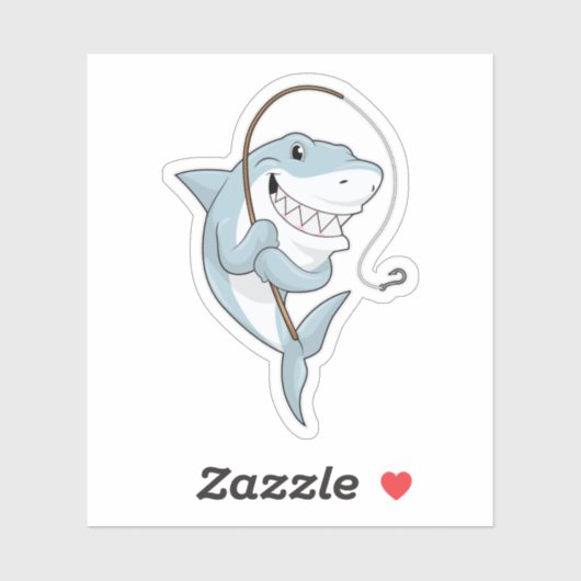 Haaien als Fisher met Geviste staaf Sticker (Vel)