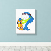 Haaien als Skater met Skateboard Canvas Afdruk (Insitu (Houten vloer))