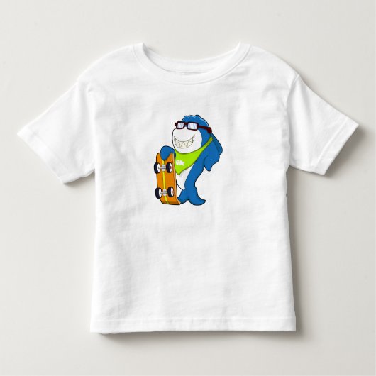 Haaien als Skater met Skateboard Kinder Shirts (Voorkant)