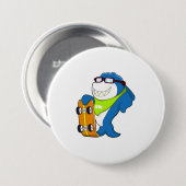 Haaien als Skater met Skateboard Ronde Button 7,6 Cm (Voorkant /achterkant)