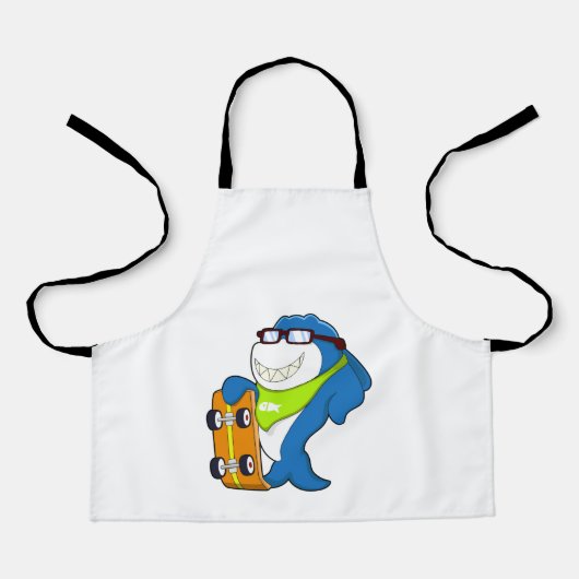 Haaien als Skater met Skateboard Schort (Voorkant)