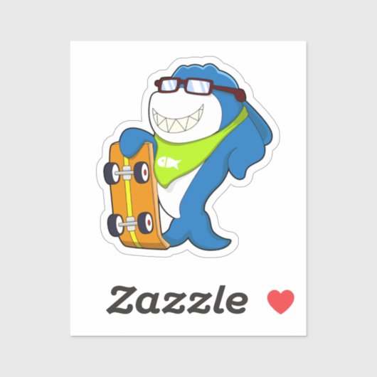 Haaien als Skater met Skateboard Sticker (Vel)
