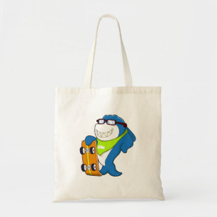 Haaien als Skater met Skateboard Tote Bag