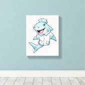 Haaien als zuster met coat canvas afdruk (Insitu (Houten vloer))