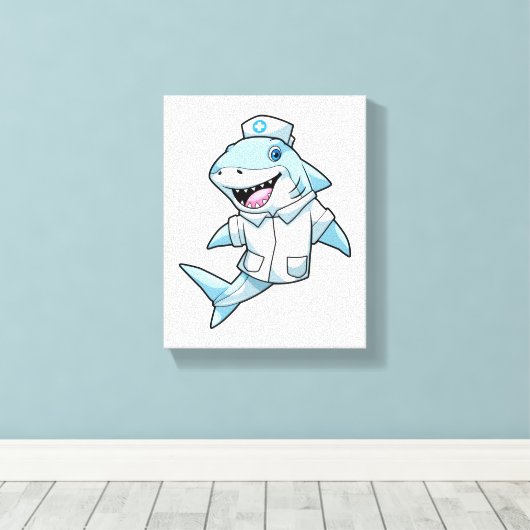 Haaien als zuster met coat canvas afdruk (Insitu (Houten vloer))