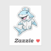 Haaien als zuster met coat sticker (Vel)