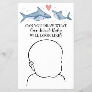 Haaien Baby shower Kan je Baby gamen tekenen Flyer