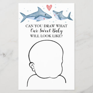 Haaien Baby shower Kan je Baby gamen tekenen Flyer