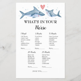 Haaien Baby shower Wat zit er in je Purse Game Flyer
