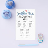 Haaien Baby shower Wat zit er in je Purse Game Flyer (Enkel)