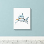 Haaien bij honkbal met honkbalknuppel canvas afdruk (Insitu (Houten vloer))