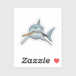 Haaien bij honkbal met honkbalknuppel sticker