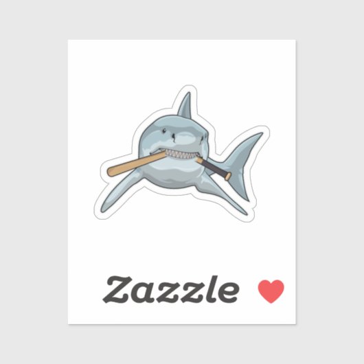 Haaien bij honkbal met honkbalknuppel sticker (Vel)