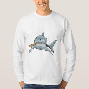 Haaien bij honkbal met honkbalknuppel t-shirt