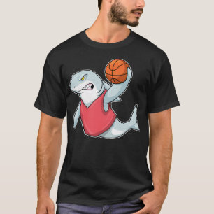 Haaien bij sporten met basketbal t-shirt