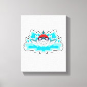 Haaien bij zwemmen met zwembril canvas afdruk (Voorkant)