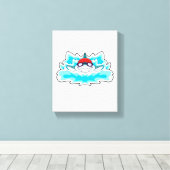 Haaien bij zwemmen met zwembril canvas afdruk (Insitu (Houten vloer))