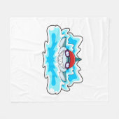 Haaien bij zwemmen met zwembril fleece deken (Voorkant (Horizontaal))