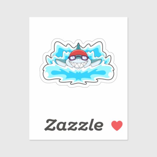Haaien bij zwemmen met zwembril sticker (Vel)