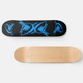 haaien blauw EN ZWART skateboard dek (Horizontaal)