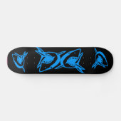 haaien blauw EN ZWART skateboard dek (Horizontaal)