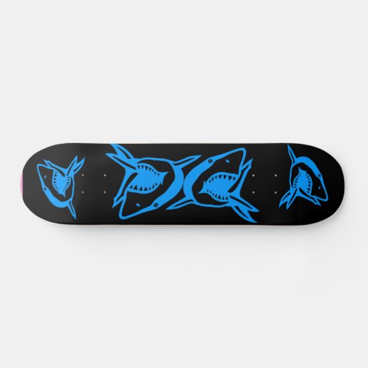 haaien blauw EN ZWART skateboard dek (Horizontaal)