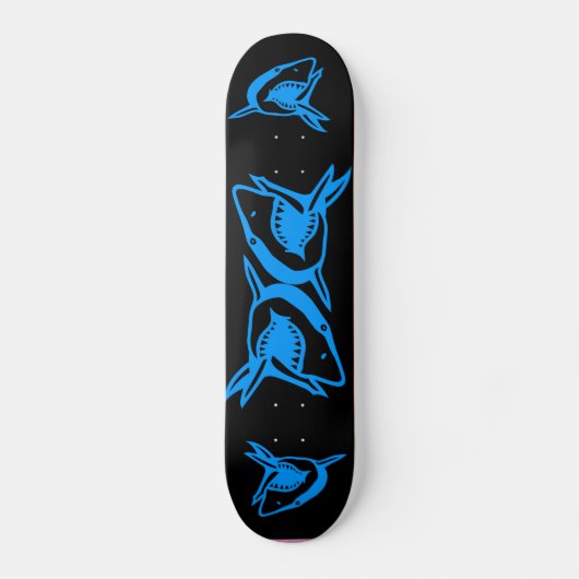 haaien blauw EN ZWART skateboard dek (Voorkant)