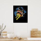 Haaien die een kattebrok eten poster (Keuken)