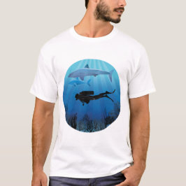 Haaien duikende scuba duiker onderwater t-shirt