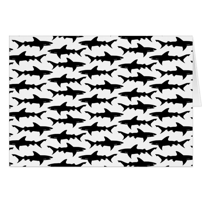 Haaien - Elegant Black en White Shark Pattern (Voorkant Horizontaal)