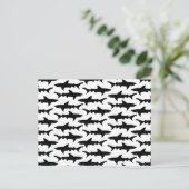 Haaien - Elegant Black en White Shark Pattern Briefkaart (Staand voorkant)
