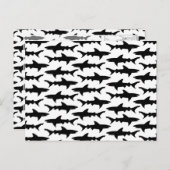 Haaien - Elegant Black en White Shark Pattern Briefkaart (Voorkant / Achterkant)