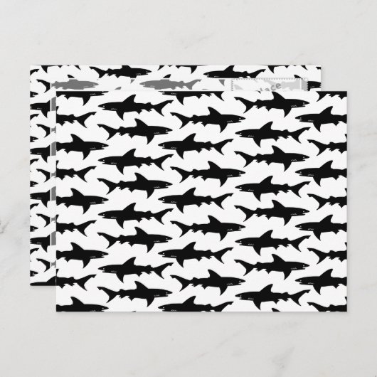 Haaien - Elegant Black en White Shark Pattern Briefkaart (Voorkant / Achterkant)