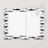 Haaien - Elegant Black en White Shark Pattern Briefkaart (Achterkant)