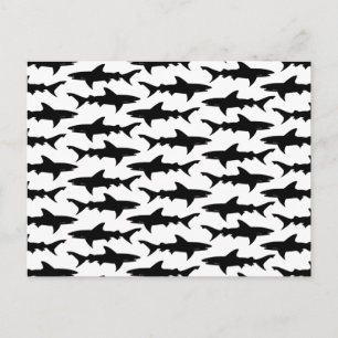 Haaien - Elegant Black en White Shark Pattern Briefkaart