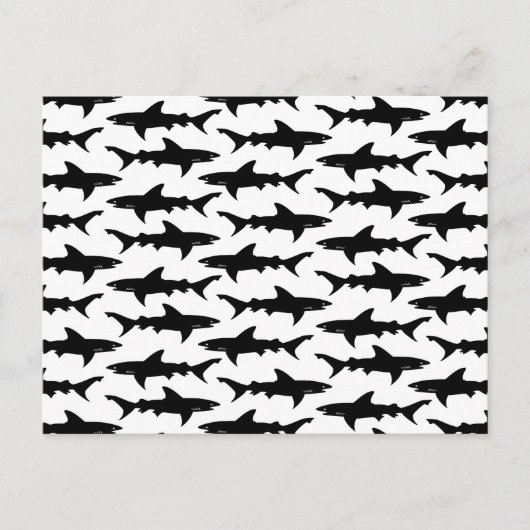 Haaien - Elegant Black en White Shark Pattern Briefkaart (Voorkant)