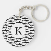 Haaien - Elegant Black en White Shark Pattern Sleutelhanger (Achterkant)