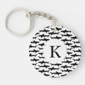Haaien - Elegant Black en White Shark Pattern Sleutelhanger (Voorkant)