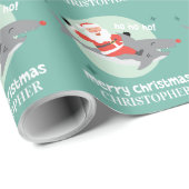 Haaien en kerstman met omslagpapier cadeaupapier (Rol Hoek)