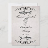 haaien en kwallen strand bruiloft uitnodigen kaart (Voorkant)