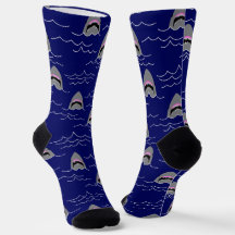 Haaien en oceaangolven Navy Blue Fish Pattern