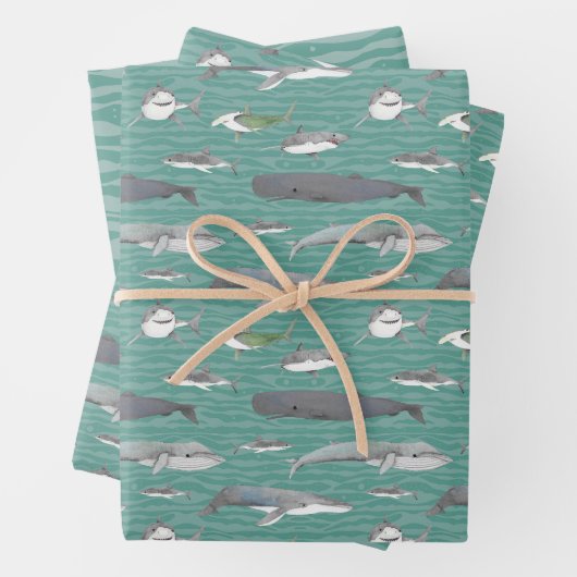 Haaien en walvissen Onderzeese omlooppapier Inpakpapier Vel (In situ)