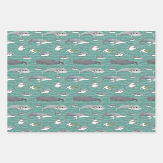 Haaien en walvissen Onderzeese omlooppapier Inpakpapier Vel (Voorkant)