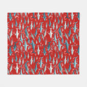 Haaien en Zee leven op rood Fleece Deken (Voorkant (Horizontaal))